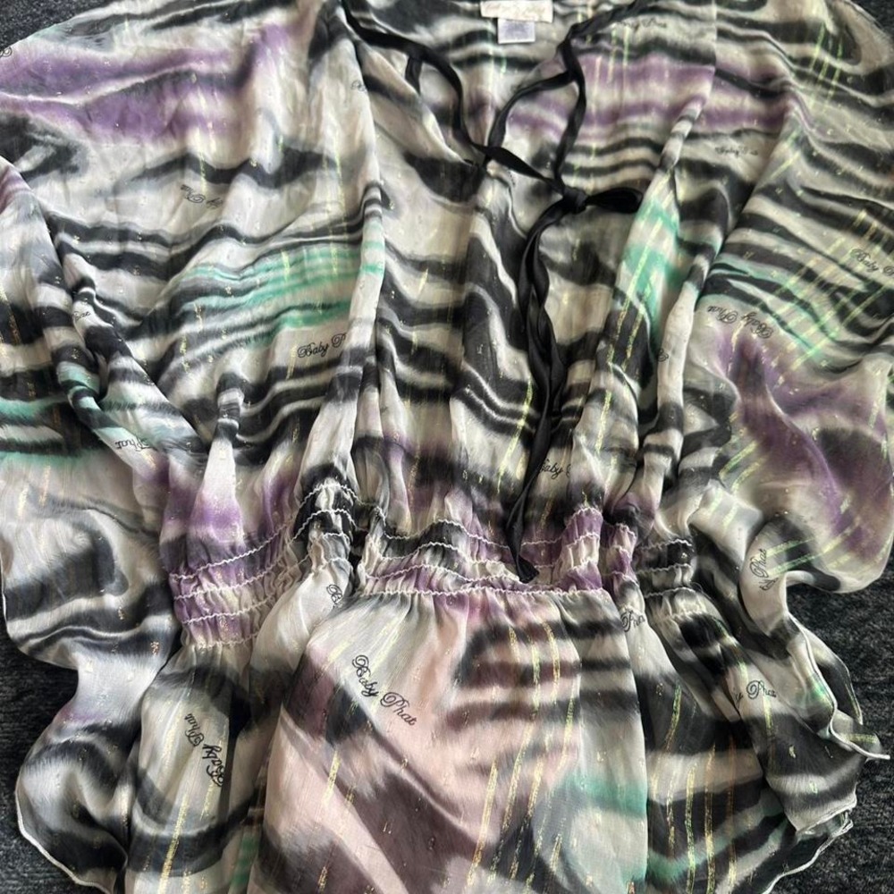 Vintage y2k Baby Phat sheer sheer animal print top